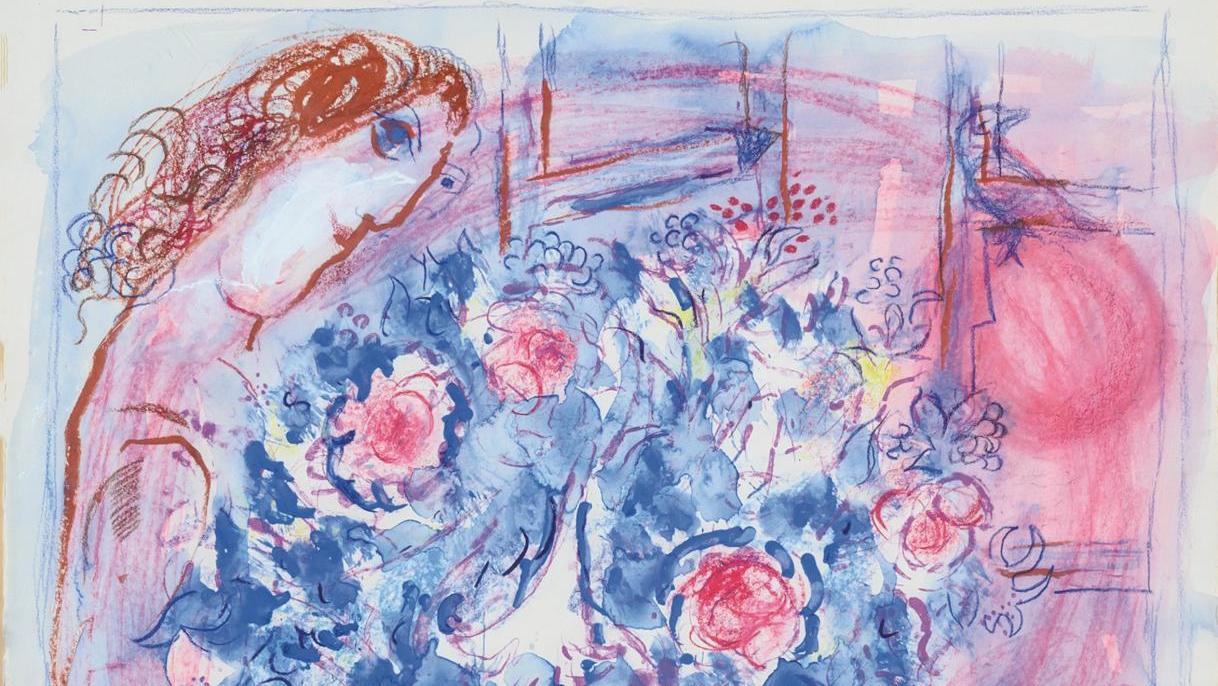 Marc Chagall (1887-1985), Offrande de fleurs, gouache, aquarelle et crayon gras,... Des offrandes d’exception
