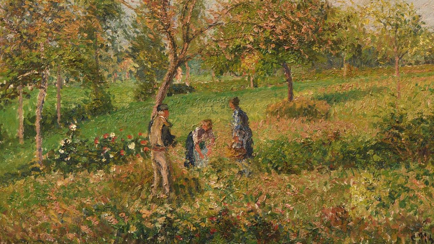 Camille Pissarro (1830-1903), Dans le pré en automne à Éragny, 1901, huile sur toile,... Un Pissarro de saison