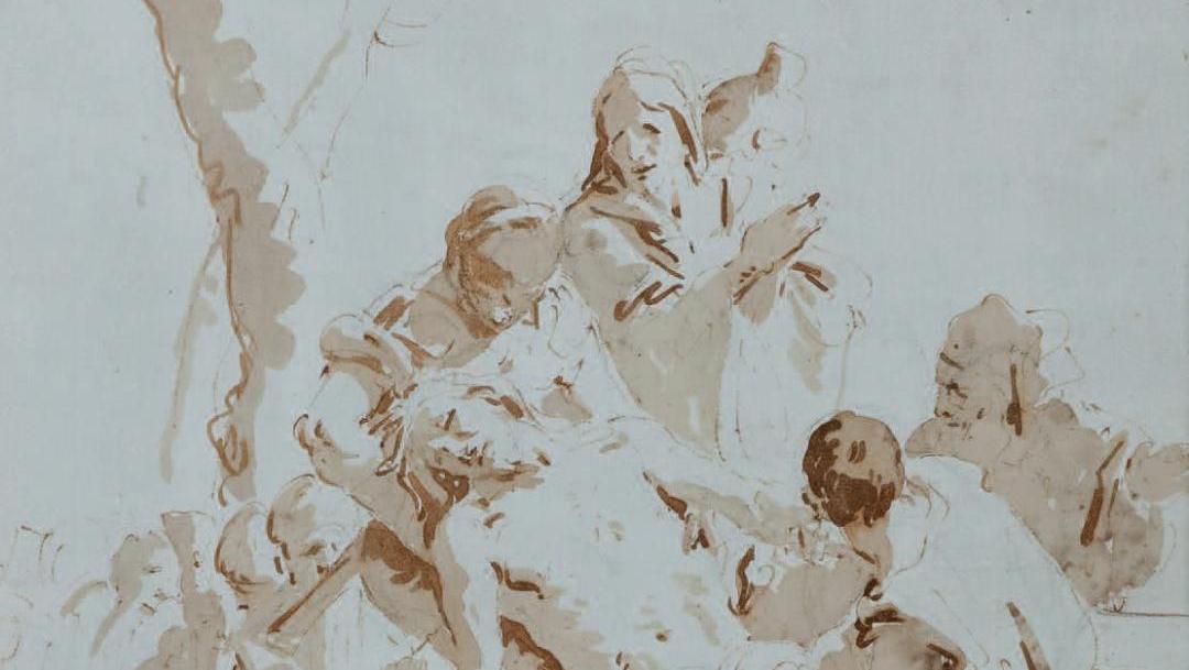 Giovanni Battista Tiepolo (1696-1770), La Mise au tombeau, crayon noir, plume et... Tiepolo, fervent dessinateur