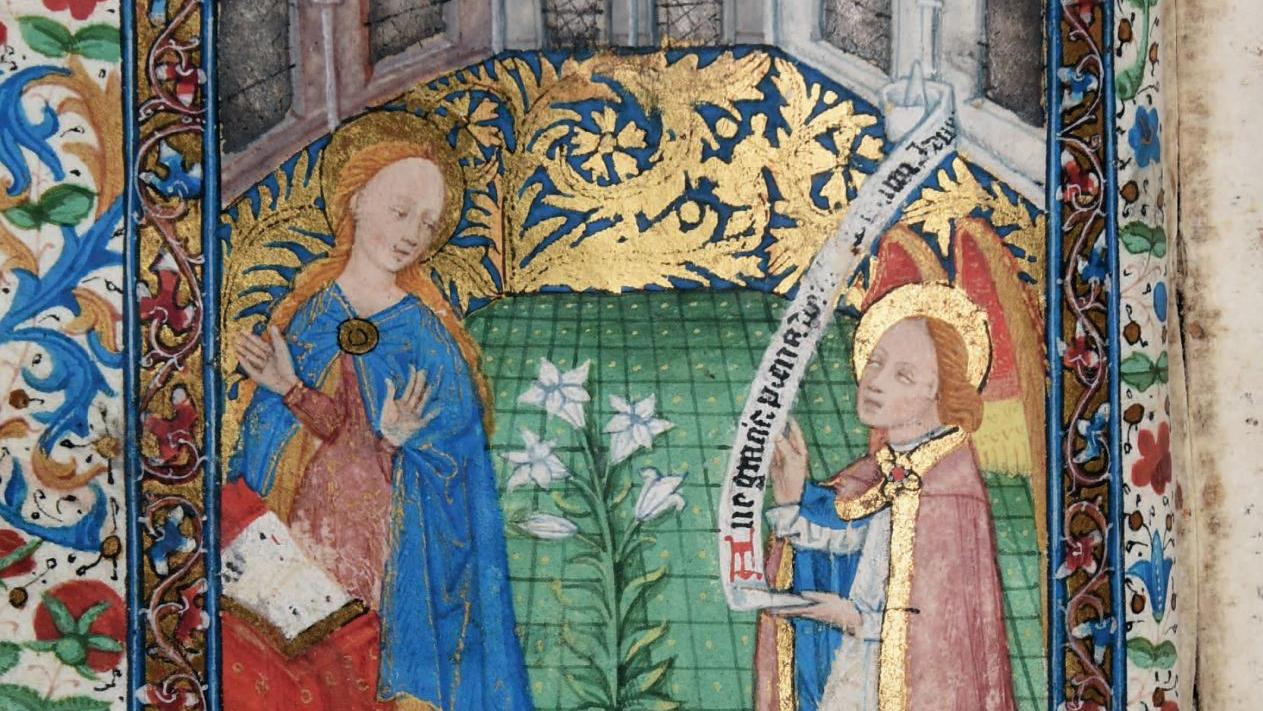 Livre d’heures à l’usage de Reims, XVe siècle, signé de Mariette Person Thyret, vélin,... Ouvrage de dame