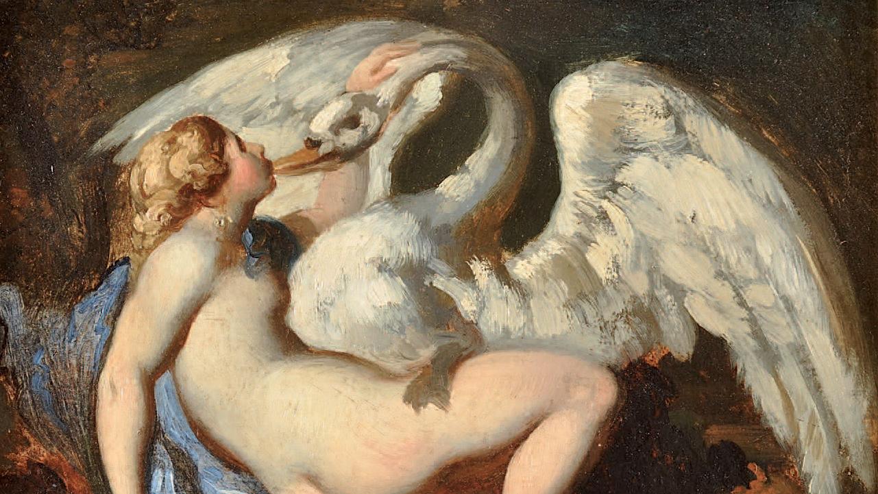 Théodore Géricault (1791-1824), Léda et le cygne, vers 1817-1818, huile sur carton,... Vertiges de l’amour