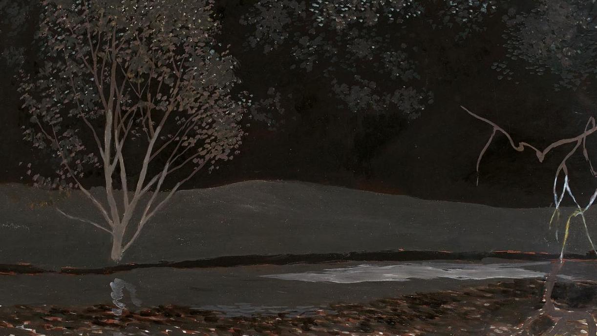 Léon Spilliaert, Paysage nocturne, gouache, 64,5 x 49,5 cm (détail).Estimation :... Spilliaert, obscur et lumineux