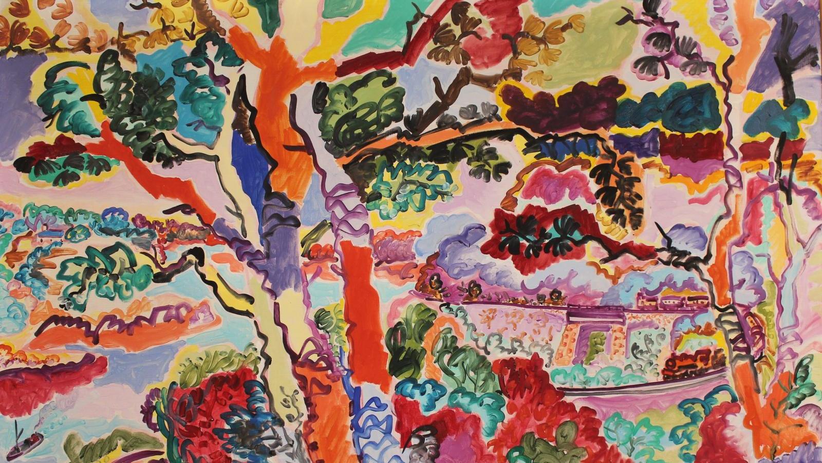 Charles Lapicque (1898-1988), Le Chemin de fer de Paimpol, 1957, huile sur toile... Les couleurs de la vie