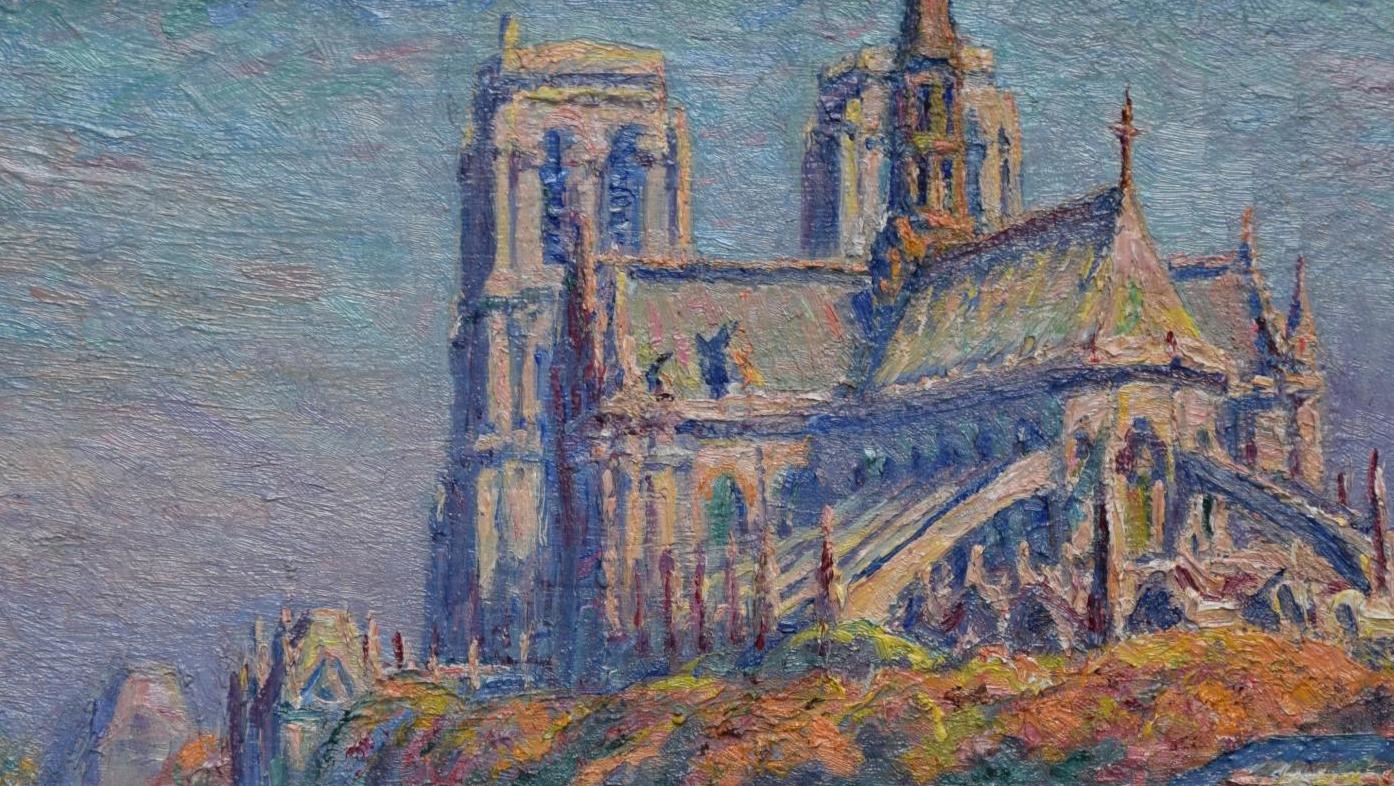Gustave Cariot (1872-1950), Notre-Dame de Paris, vers 10 h 30, automne 1899, huile... Notre-Dame dans l’actualité picturale