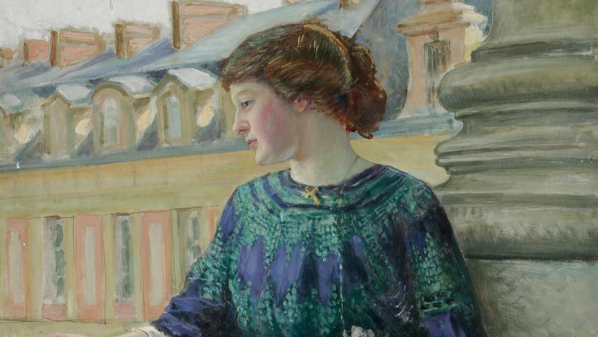 Henri Girault de Nolhac, Marie-Louise, soeur de l’artiste, à Versailles, huile sur... Peintre de château