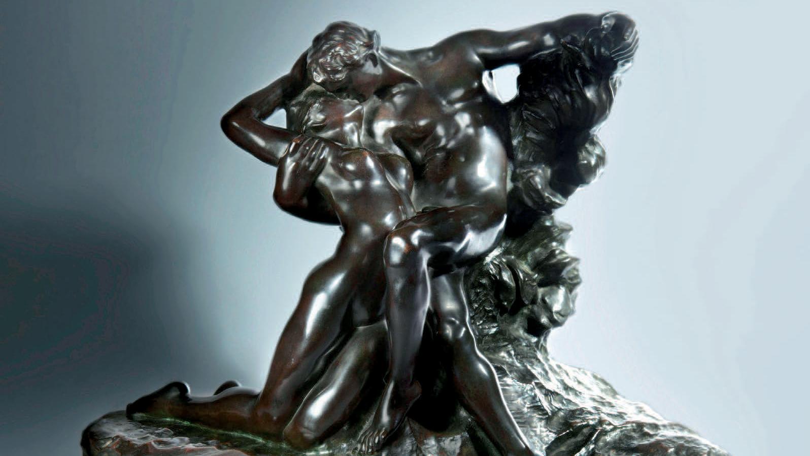 Auguste Rodin (1840-1917), L’Éternel Printemps, bronze, second état, deuxième réduction,... Rien qu’un baiser