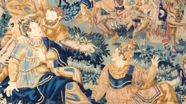 La Guerre des amoureux, tapisserie d’Audenarde, fin du XVIe siècle, 410 x 268 cm.... La haute époque sous le signe de la reine Margot