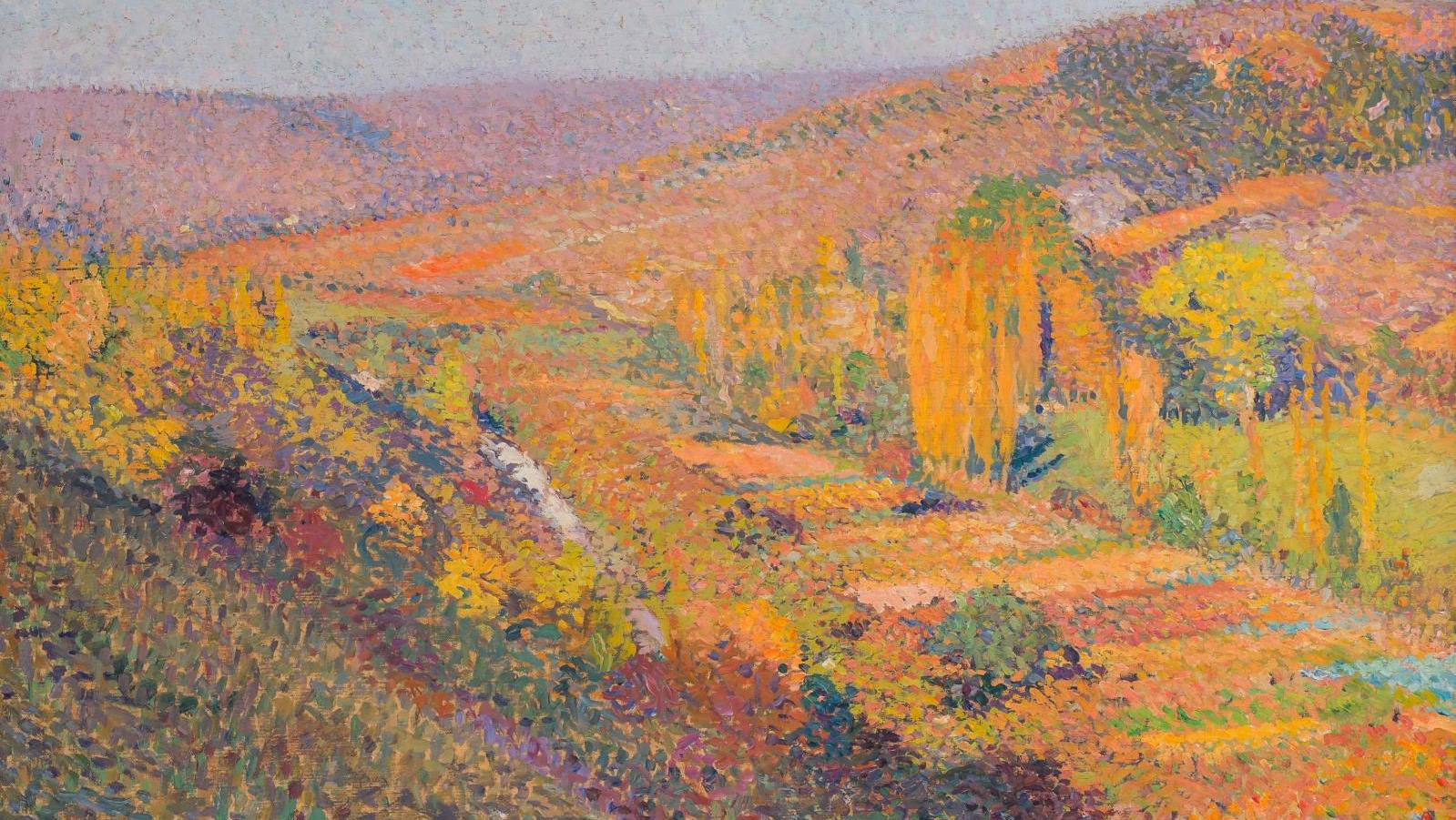 Henri Martin (1860-1943), La Vallée du Vert à l’automne, huile sur toile, 72 x 82 cm... Dans l’Arcadie lotoise d’Henri Martin 