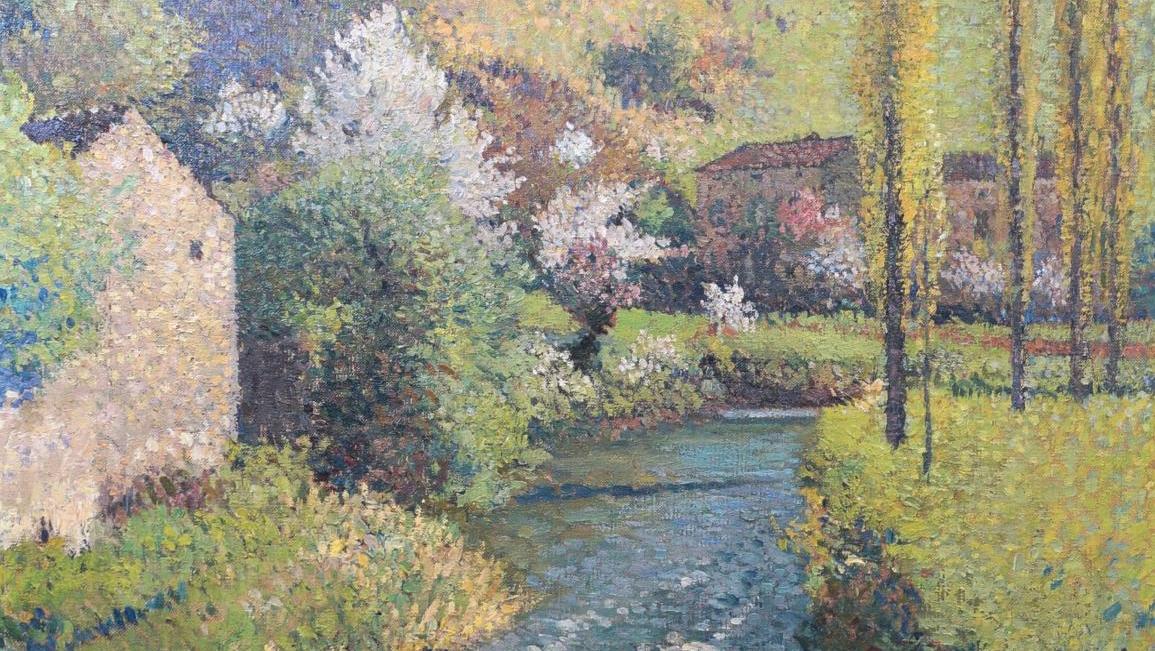 Henri Martin (1860-1943), Le Ruisseau, vers 1926, huile sur toile, 107 x 80 cm. Adjugé :... Racines terriennes