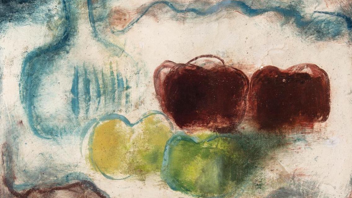 Jean Fautrier (1898-1964), Nature morte à la carafe et aux pommes, 1939, huile sur... Matière et transparence