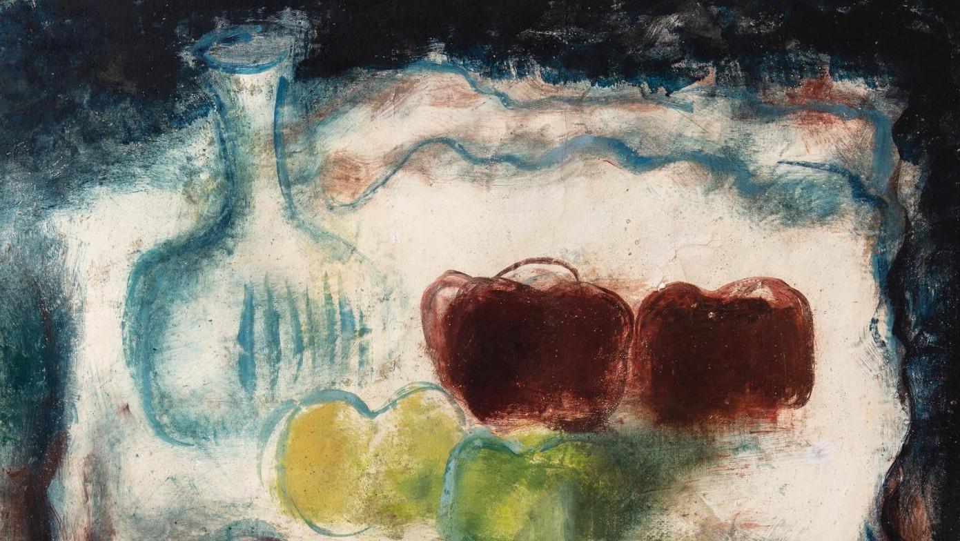 Jean Fautrier (1898-1964), Nature morte à la carafe et aux pommes (Still life with... Material and Transparency