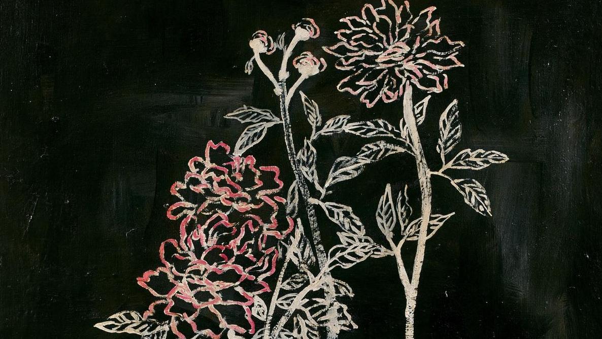 Sanyu (1901-1966), Pot de fleurs, huile sur toile, 92 x 73 cm. Estimation : 3/4 ... Sanyu, des fleurs pour paysages