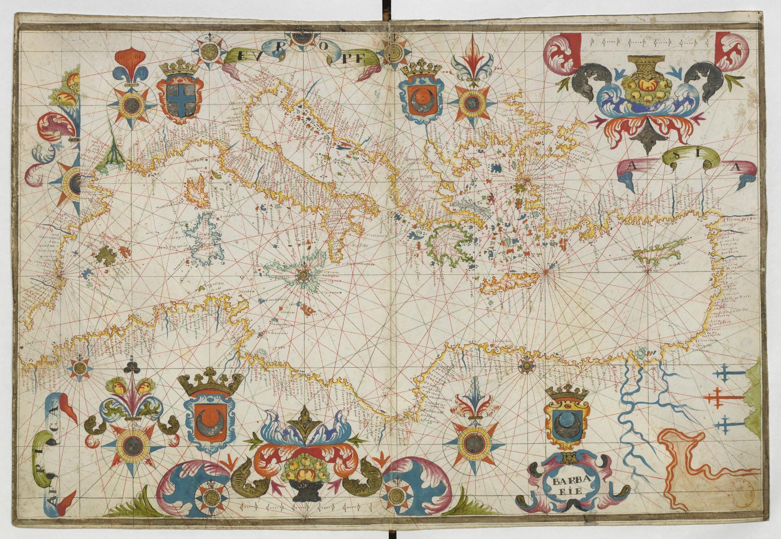 Atlas nautique de la mer Méditerranée et de l’océan Atlantique Nord-Est. © bnf