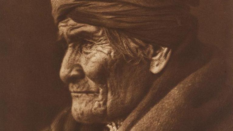A photoengraving of Geronimo from "The North American Indian" by Edward S. Curtis... A National Monument 