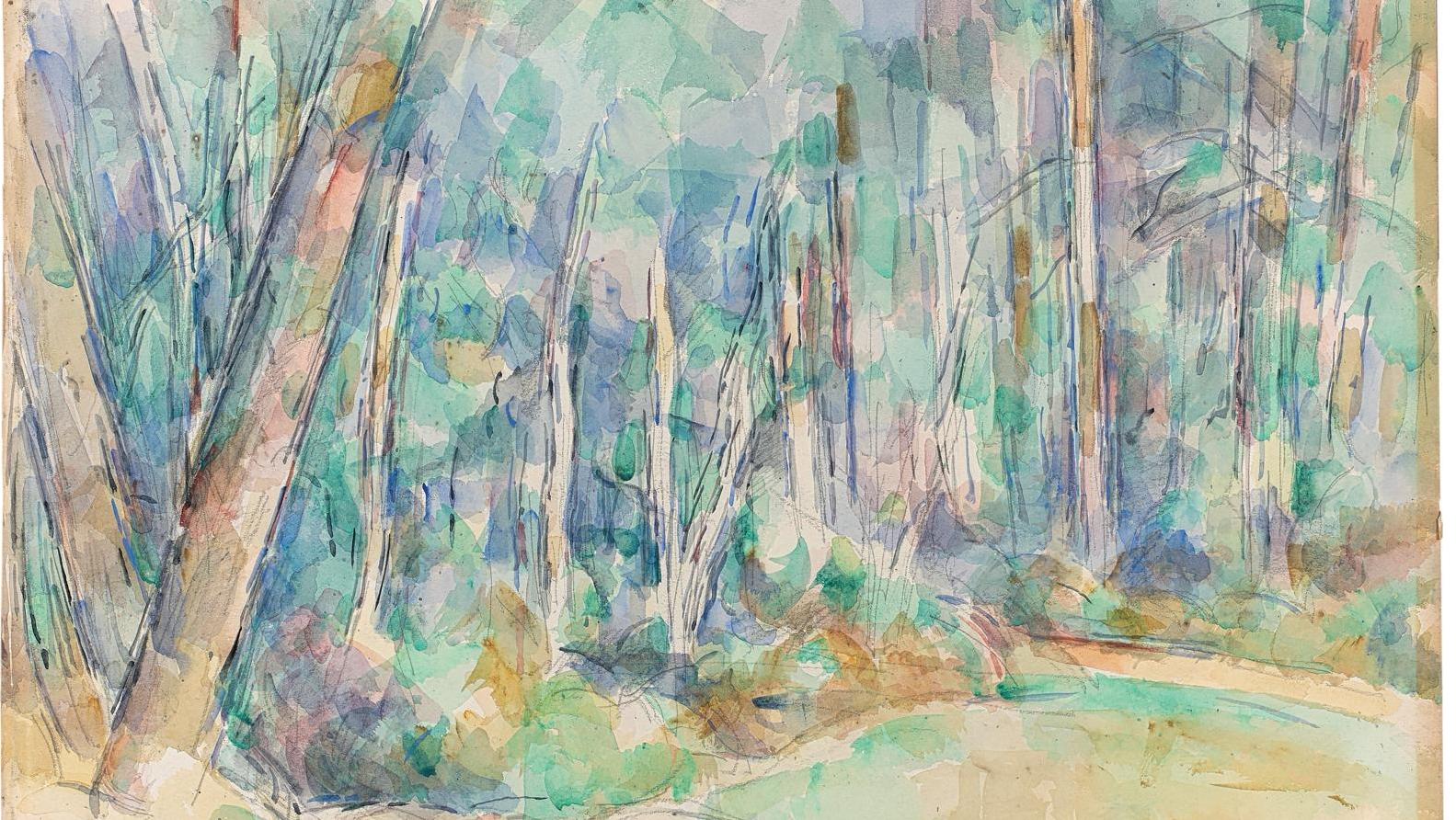 Paul Cézanne (1839-1906), Intérieur de forêt, 1904-1906, aquarelle et mine de plomb,... Les dernières et superbes années aixoises