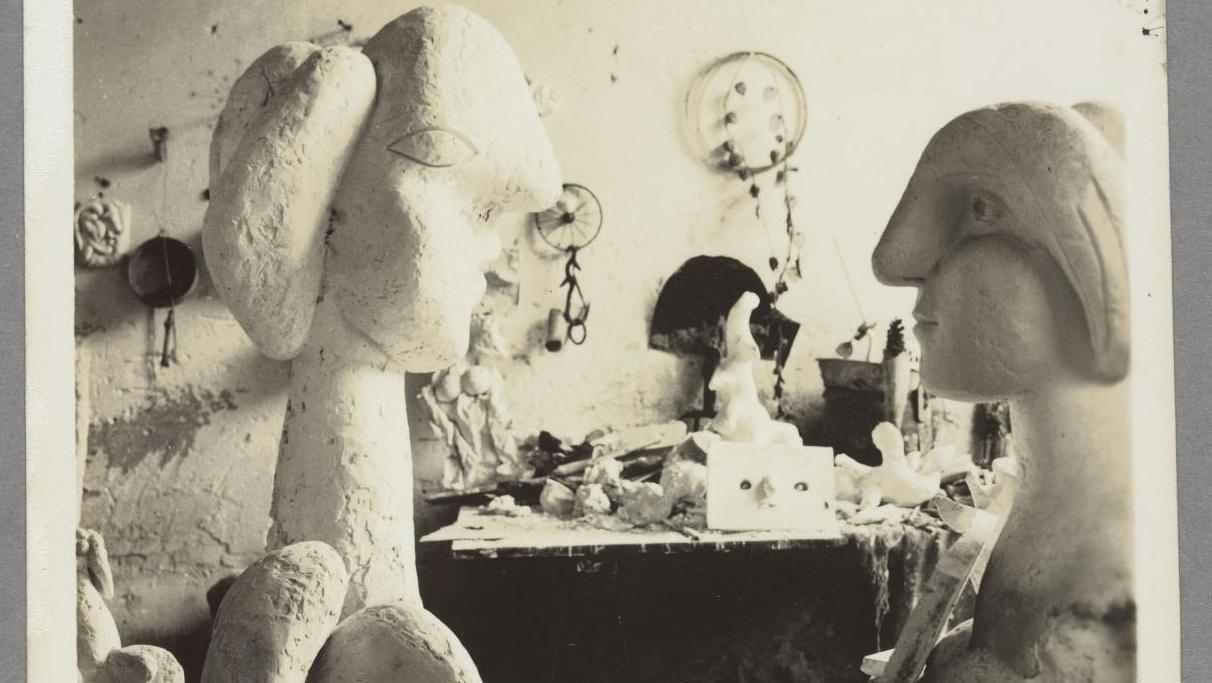 Albert Eugène Gallatin (1882-1952), Sculptures en plâtre «Baigneuse», «Tête de femme»,... Picasso, créateur de formes