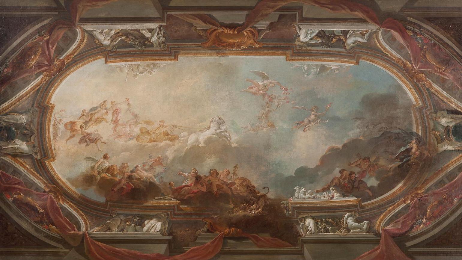 Jean-Baptiste-Marie Pierre (1714-1789), "Project for ceiling with Apollo's chariot,... A Fair Price for an Outsize Painting