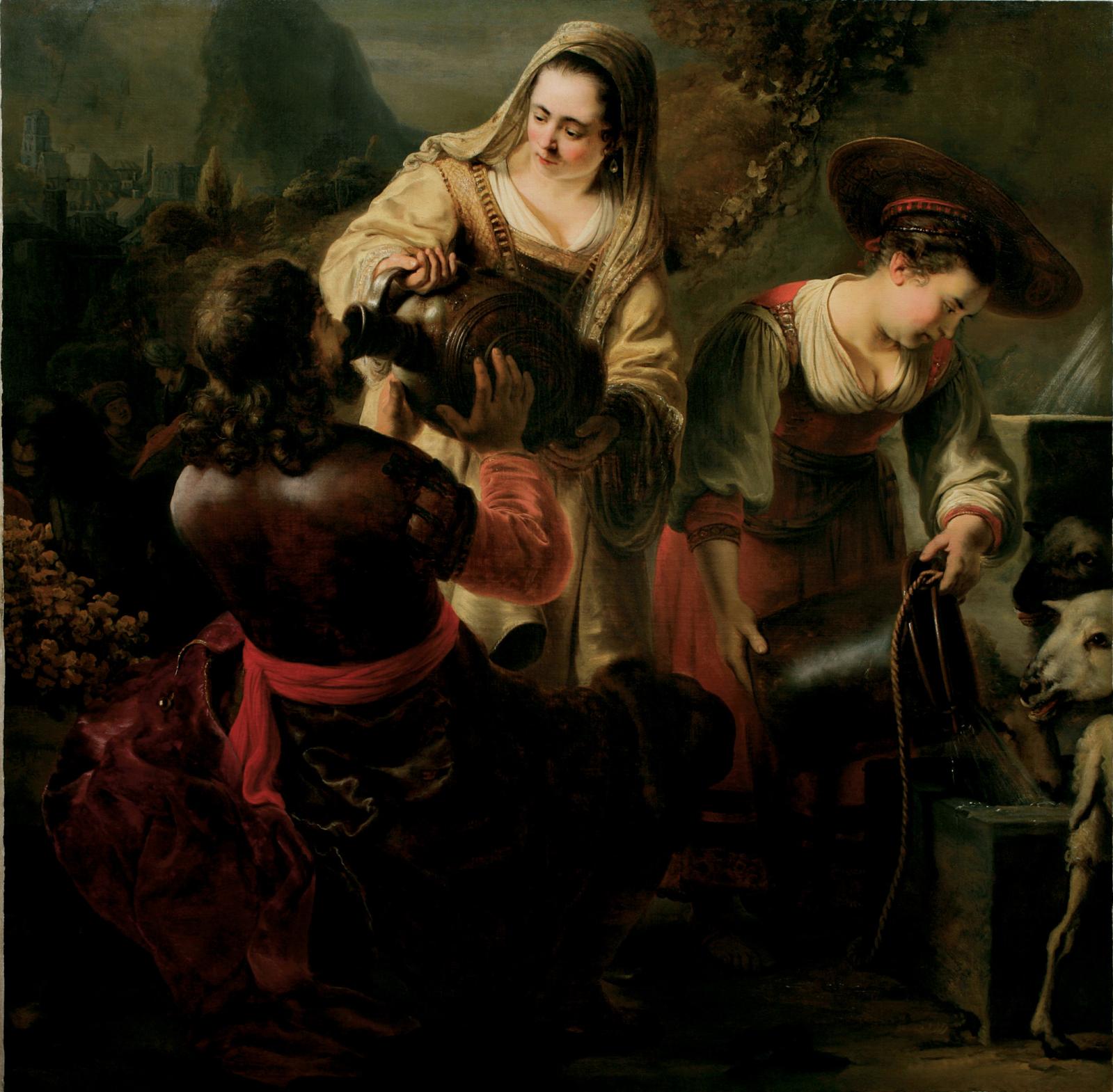 Ferdinand Bol (1616-1680), Éliézer et Rébecca au puits, vers 1645-1646, huile sur toile, 171 x 171,80 cm. © The Leiden Collection, New York 