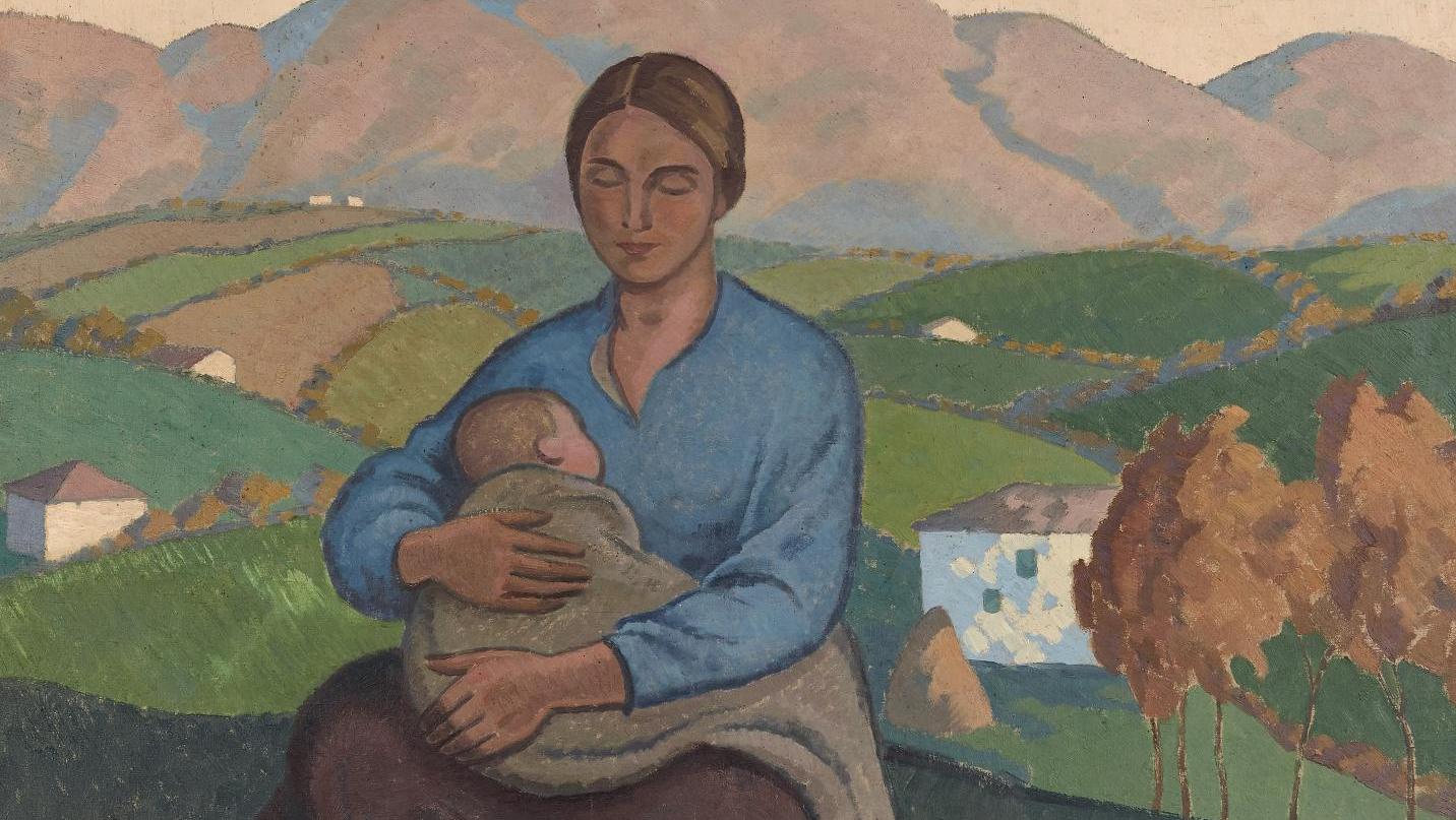 Ramiro Arrue (1892-1971), La Mère, huile sur toile, 85 x 100 cm. Estimation : 50... Ramiro Arrue, entre terre et mère