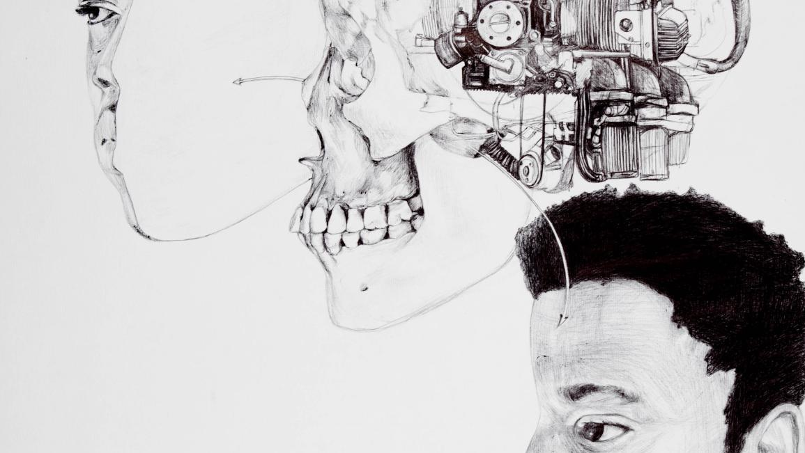 Marius Dansou (né en 1984), Dissections, stylo à encre sur papier Ingres, 65 x 50 cm.... Afrique, une année décisive pour l’art contemporain