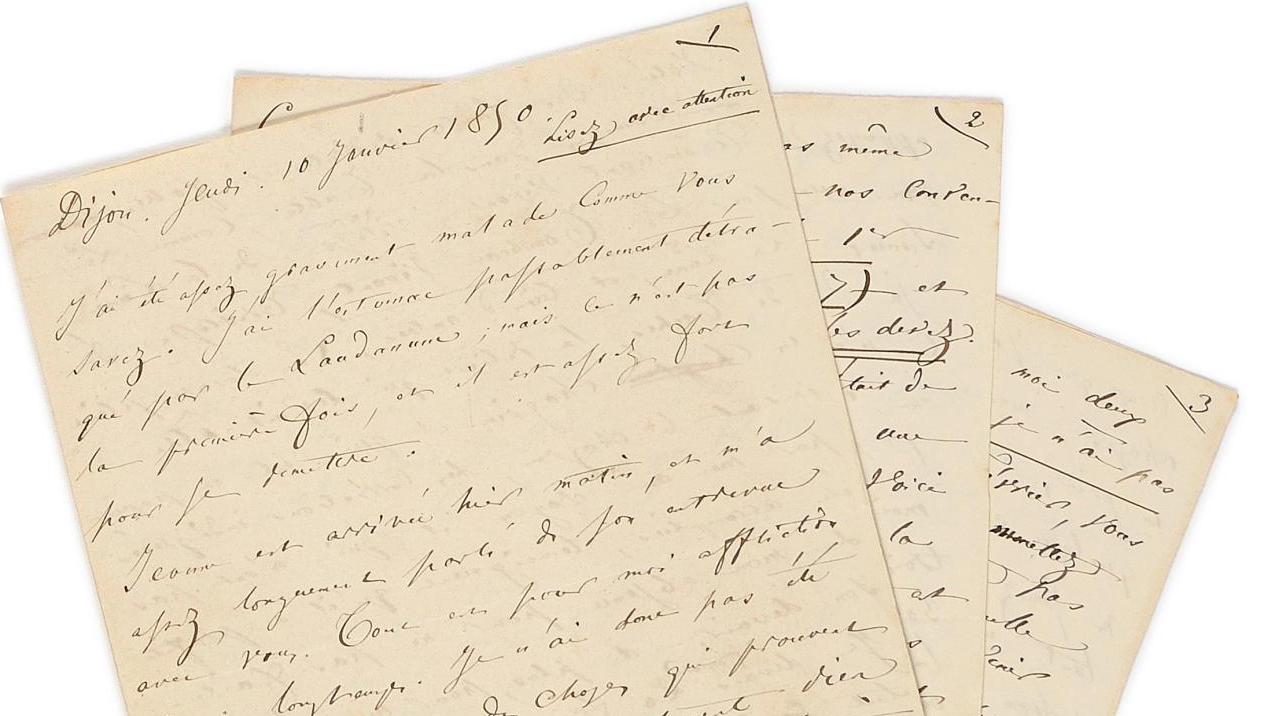 Charles Baudelaire, lettre autographe signée «C. Baudelaire», à Narcisse Ancelle,... Des lauriers pour Baudelaire