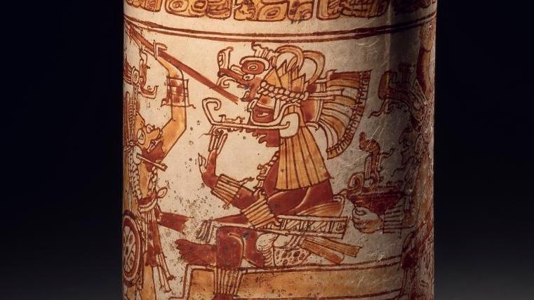 Culture Maya, nord-est du Peten, Guatemala, 600-900 apr. J.-C. Vase en céramique... La musique adoucit les mœurs