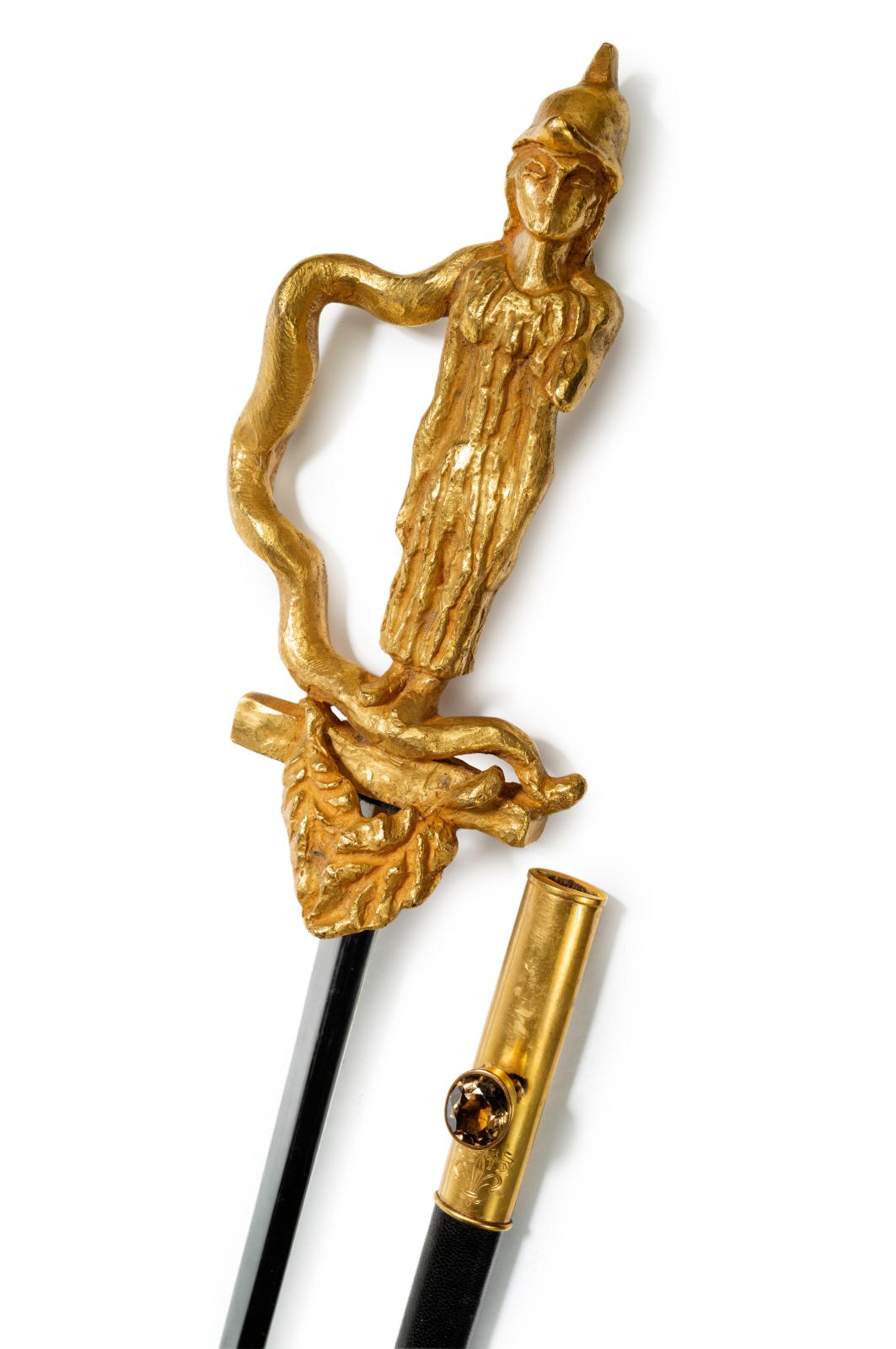 Ossip Zadkine (1890-1967), épée d’académicien de René Huyghe (1906- 1997), la monture en bronze doré, la fusée symbolisant Athéna, la branche de garde