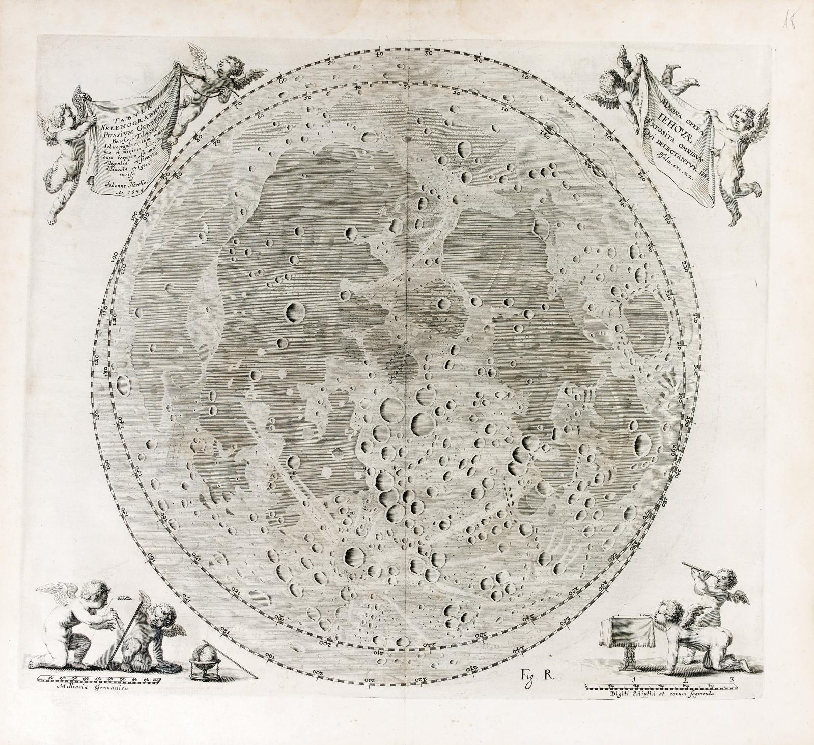 Johann Havelke, dit Johann Hevel (1611-1667), Selenographia sive Luna descriptio, Dantzig, 1647, édition originale, un volume in-folio comprenant 563 
