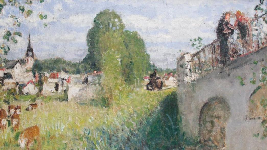 Pierre Eugène Montezin (1874-1946), Conversation sur le pont de Bessé-sur-Braye,... Un doublé pour Montezin
