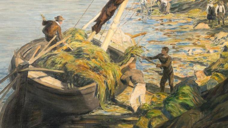 André Dauchez (1870-1948), Le Ramassage du varech, 1906, huile sur toile, 130 x 162 cm.... Dauchez, le portraitiste de la Bretagne