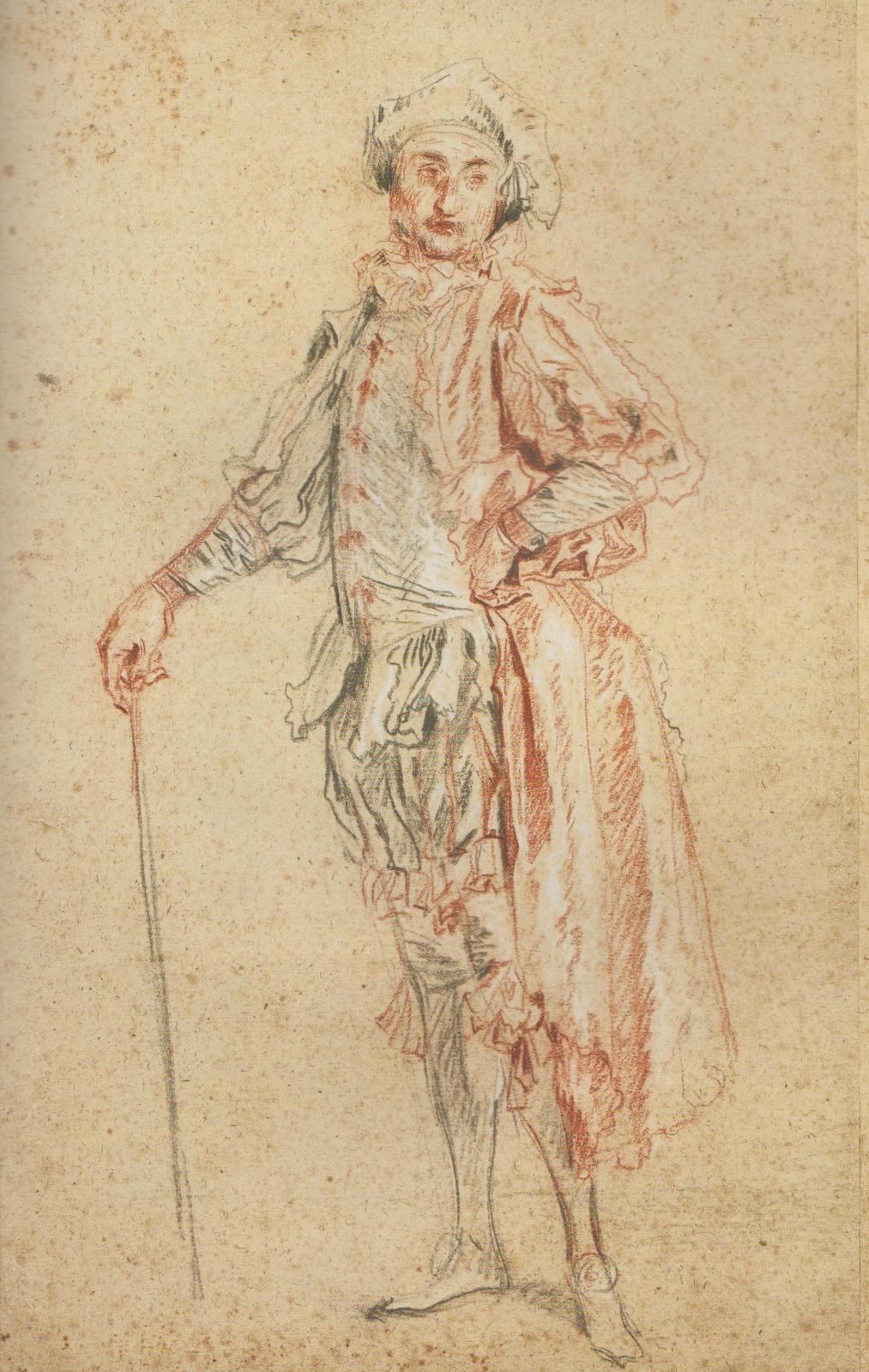 Jean-Antoine Watteau (1684-1721), Acteur debout, vers 1718, trois crayons avec touches de graphite sur papier vergé. © The Horvitz Collection © Photo 