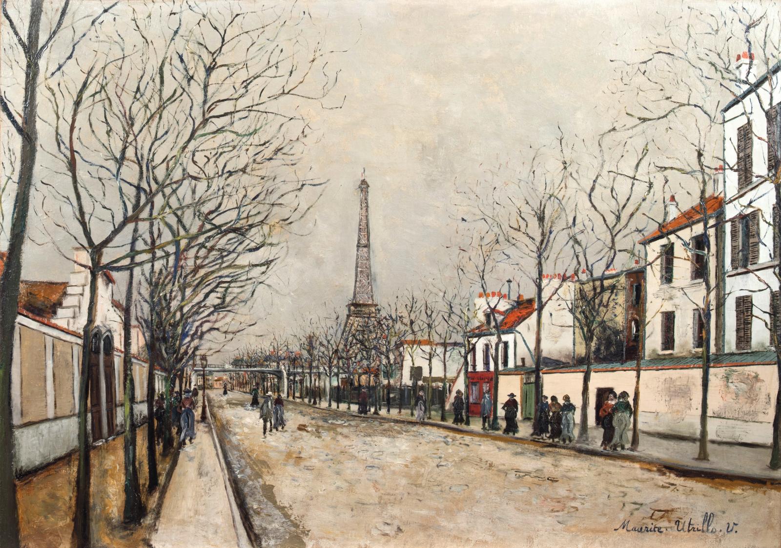 Maurice Utrillo, L’Avenue de Versailles et la tour Eiffel, huile sur toile, 65 x 92 cm. Adjugé : 187 000 € 