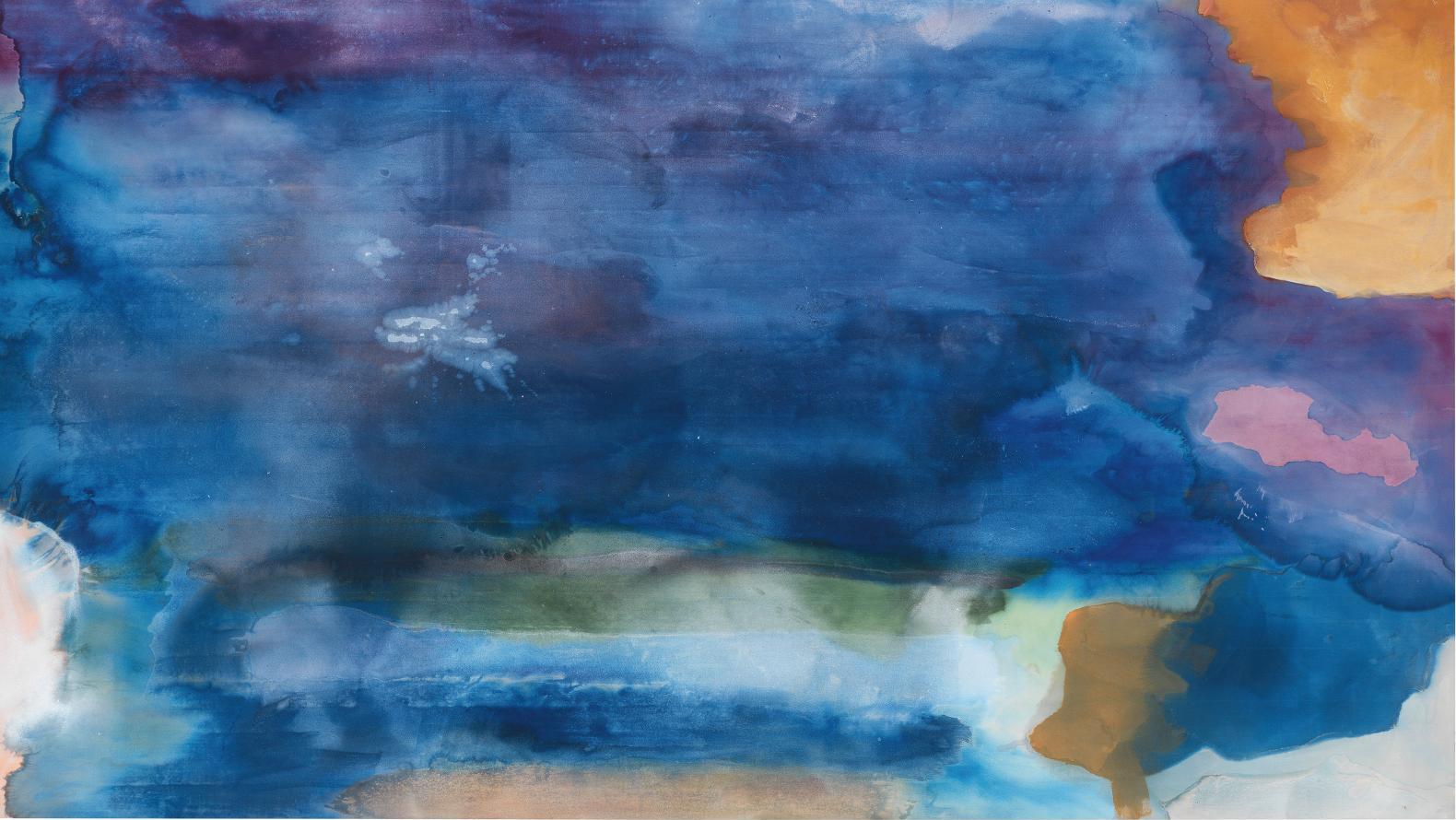 Helen Frankenthaler (1928-2011), Riverhead, 1963, acrylique sur toile, 208,9 x 363,2 cm.... Pittura/Panorama. Paintings by Helen Frankenthaler au palais Grimani à Venise