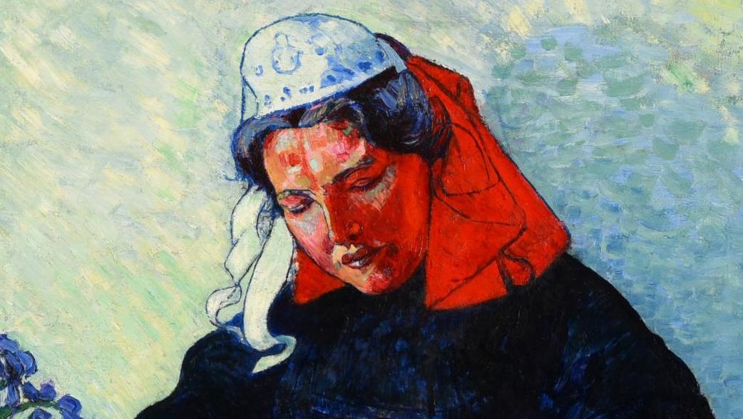 André Jolly (1882-1969),  La Ravaudeuse, 1907, huile sur toile, 63 x 80 cm (détail).... La Bretagne au prisme de la modernité