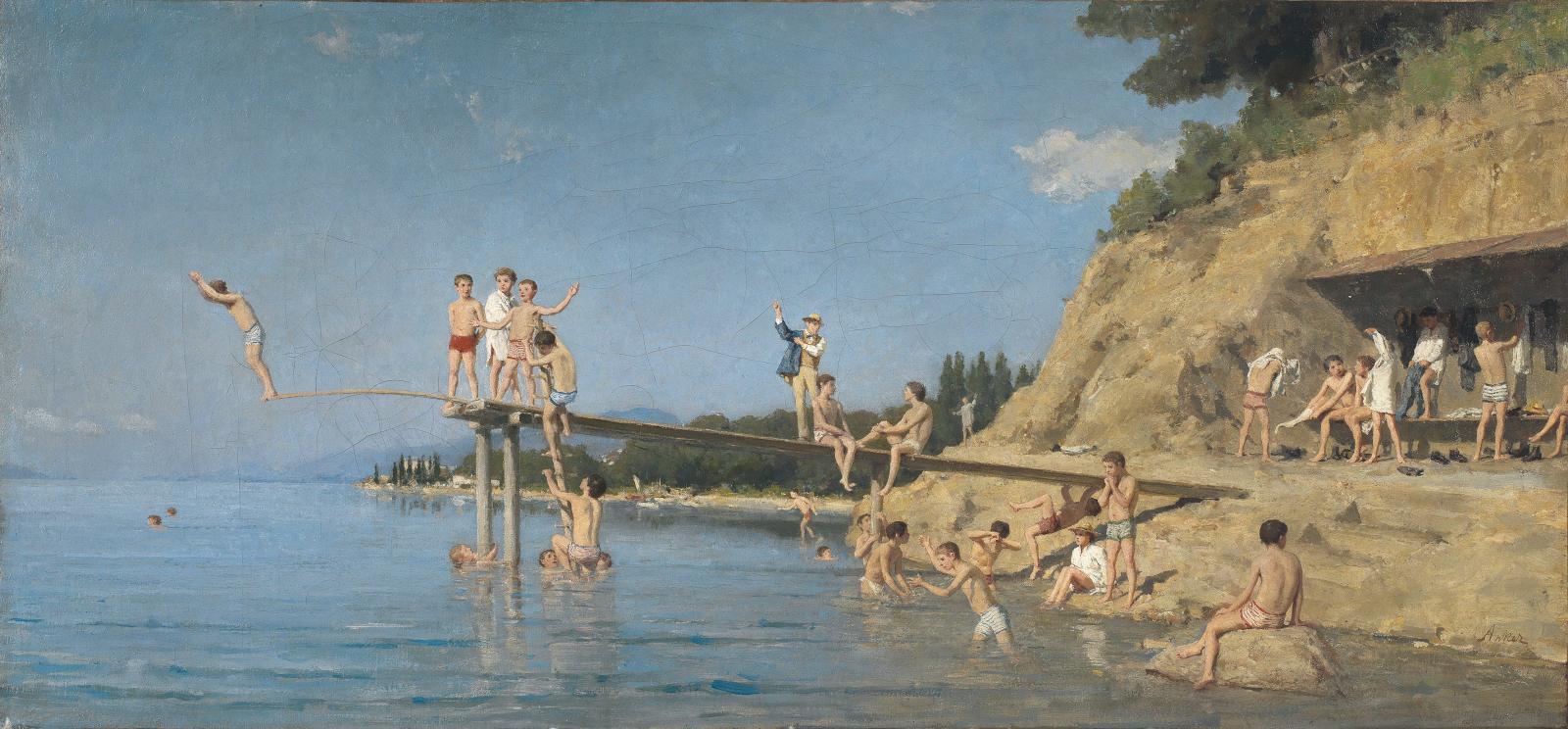 Anker au bain Le Suisse Albert Anker (1831-1910) occupe une place de premier ordre dans ce catalogue, représenté par huit toiles et dessins. Son talen