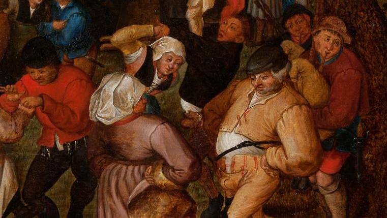 Pieter II Bruegel le Jeune (1564-1636), Noces villageoises, huile sur panneau, 40,6 x 56,6 cm.... Entrez dans la danse