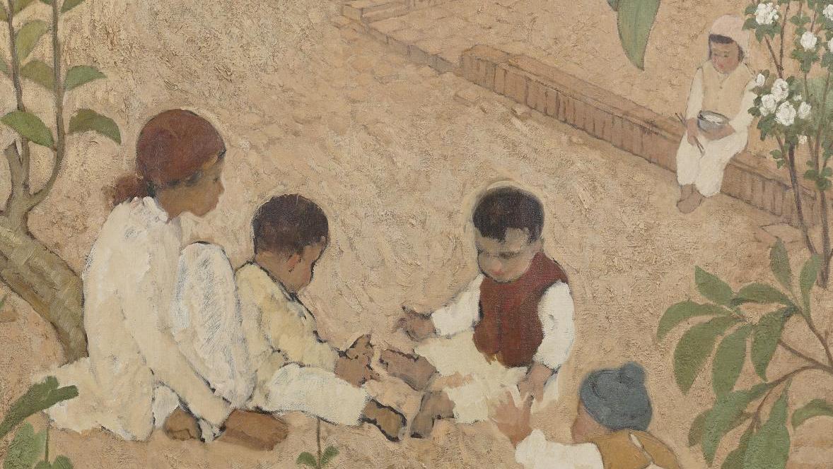 Lê Van Dé (1906-1966), Enfants jouant au jardin, huile sur toile, 86 x 105 cm. Estimation :... Lê Van Dé, entre Orient et occident