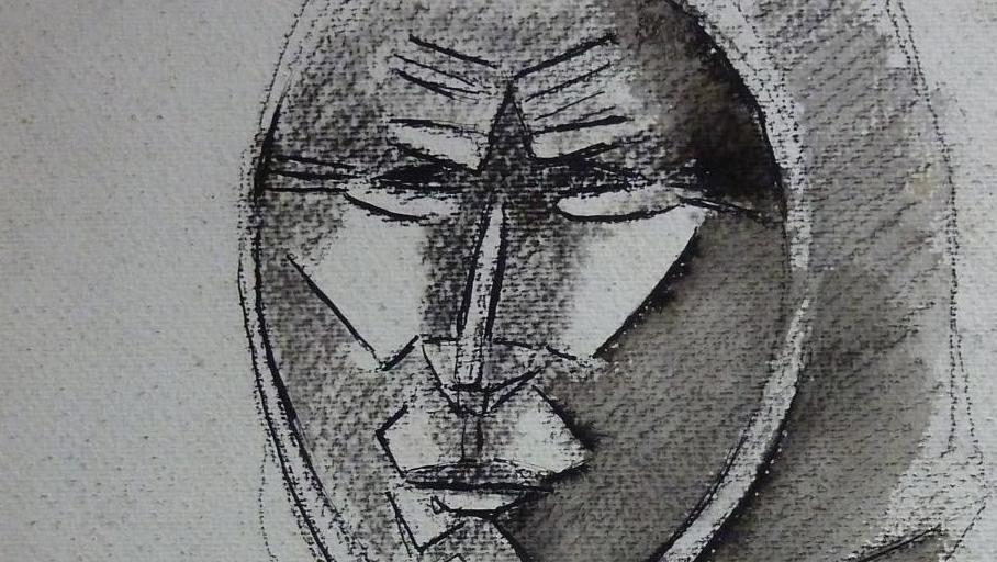 Roberta González (1909-1976), Visage anguleux, 1937, encre et crayon sur papier,... Les artistes de l'exil espagnol aux Abattoirs de Toulouse