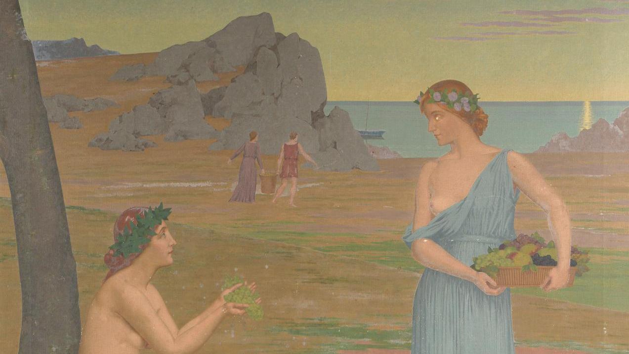 Alexandre Séon (1855-1917), Les Présents de Pomone, huile sur toile d’origine signée... L’idéal de Séon
