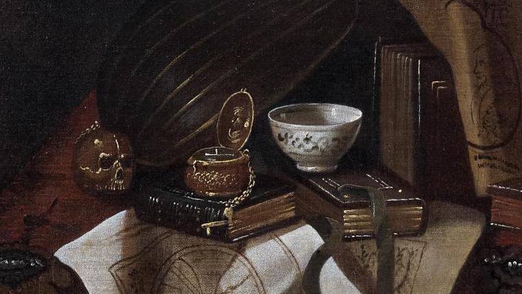Pseudo-Roestraten (actif en Angleterre vers 1675-1725), Vanité, huile sur toile,... Délicieuses possessions