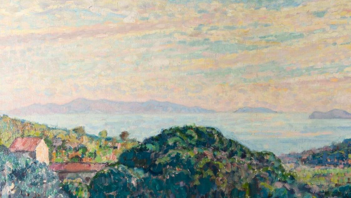 Théo Van Rysselberghe (1862-1926), Champ d’anthémis, Saint-Clair (Var), 1913, huile... Un balcon sur la Méditerranée