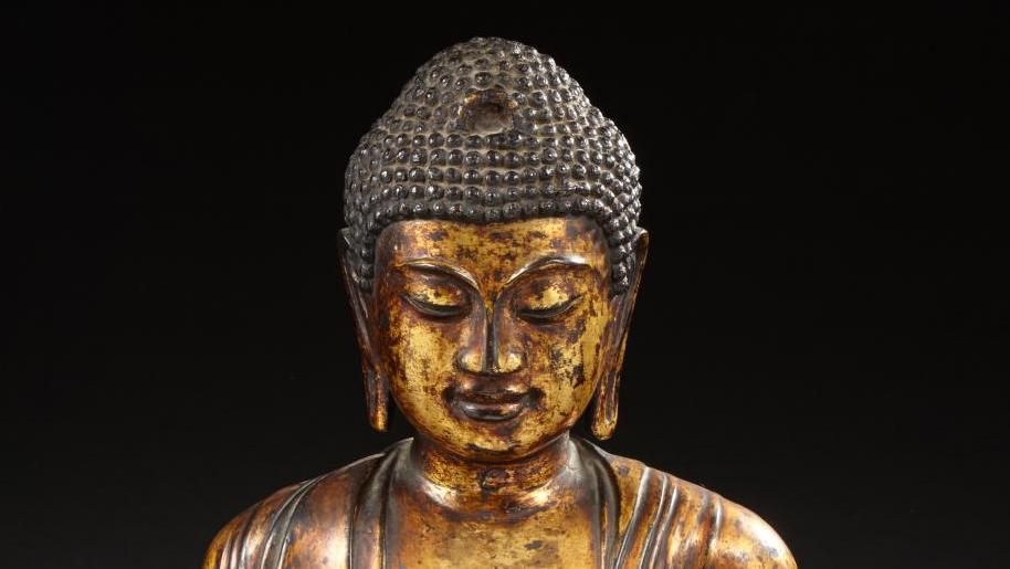 Chine, royaume de Dali, XIIe-XIIIe siècle. Statue de Bouddha en bronze doré, assis... Un bouddha de Dali millionnaire