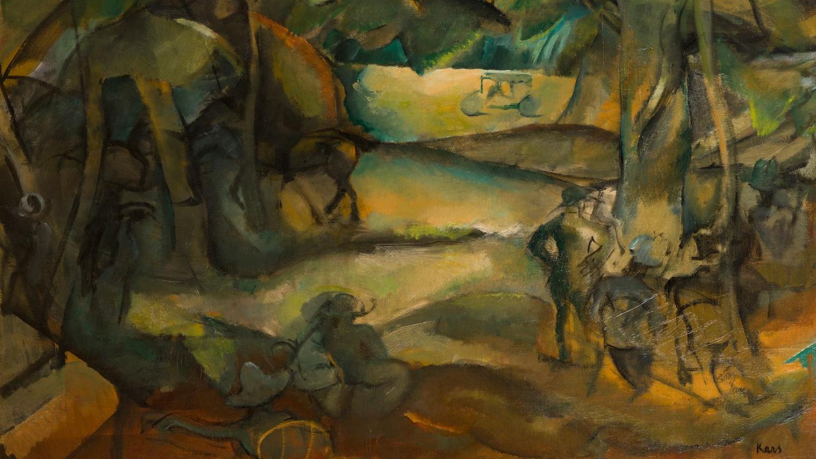 Jiri Karpeles, dit Georges Kars (1882-1945), Le Repos au bois, vers 1916, huile sur... Un peintre naïf et original entraînait l’art moderne dans son panache de fumée