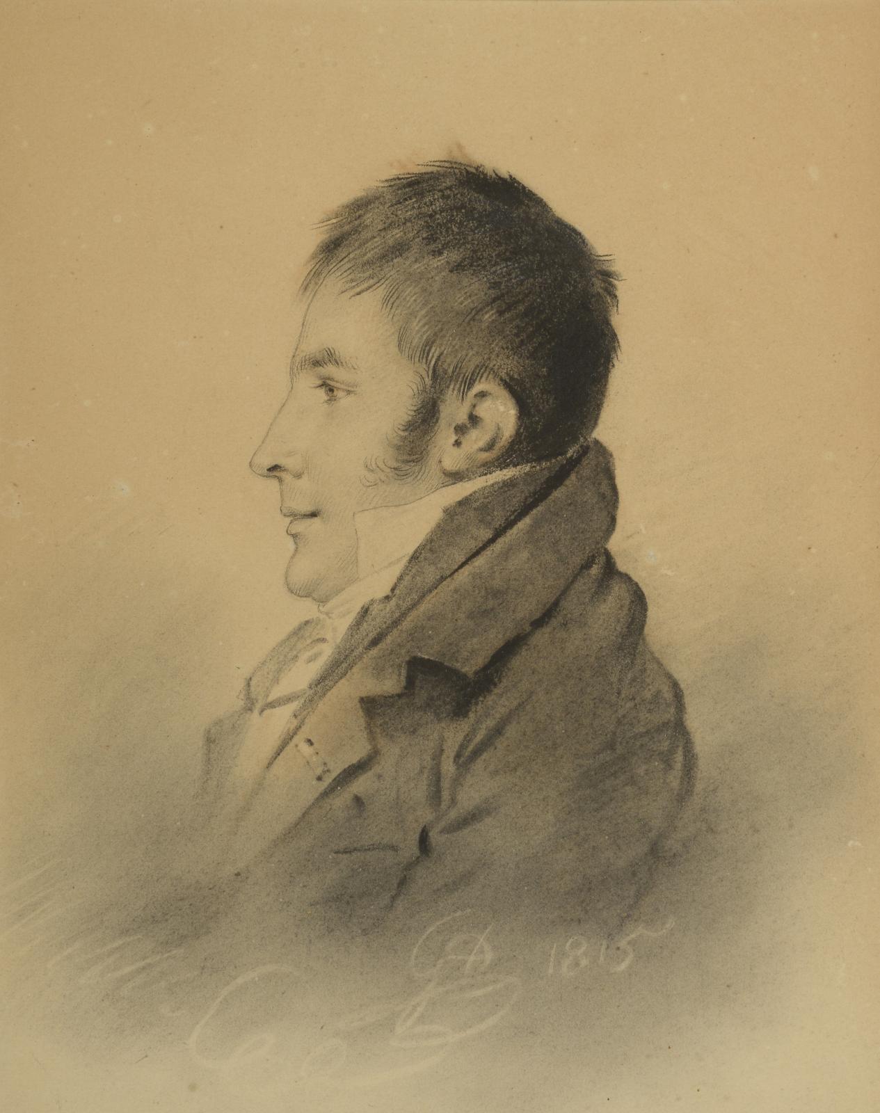 Anne-Louis Girodet de Roucy, dit Girodet-Trioson (1767-1824), Portrait de Monsieur Louis-François Bertin de Vaux, 1815, crayon noir et blanc, estompe 