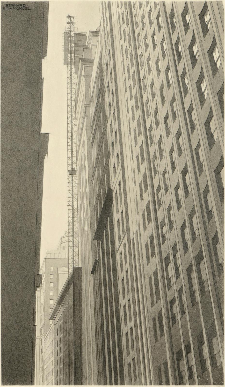 Bernard Boutet de Monvel (1881-1949), Vue de New York, vers 1930-1931, mine de plomb, 45 x 26,5 cm. Galerie Terrades.  