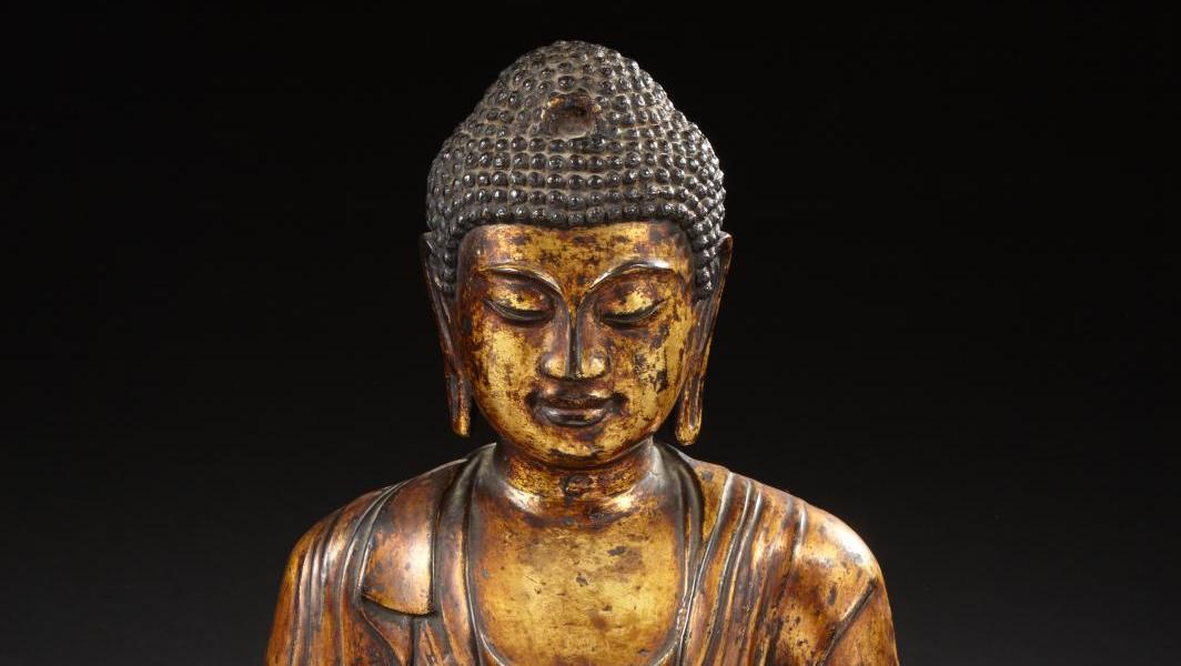 China, Kingdom of Dali, 12th-13th century, gilded bronze Buddha statue, sitting in... A Levitating Dali Buddha 