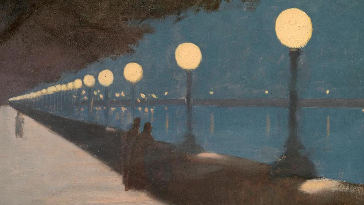 Charles Lacoste (1870-1959), Londres, promenade au bord de la Tamise, la nuit, 1896,... Du rêve à la réalité