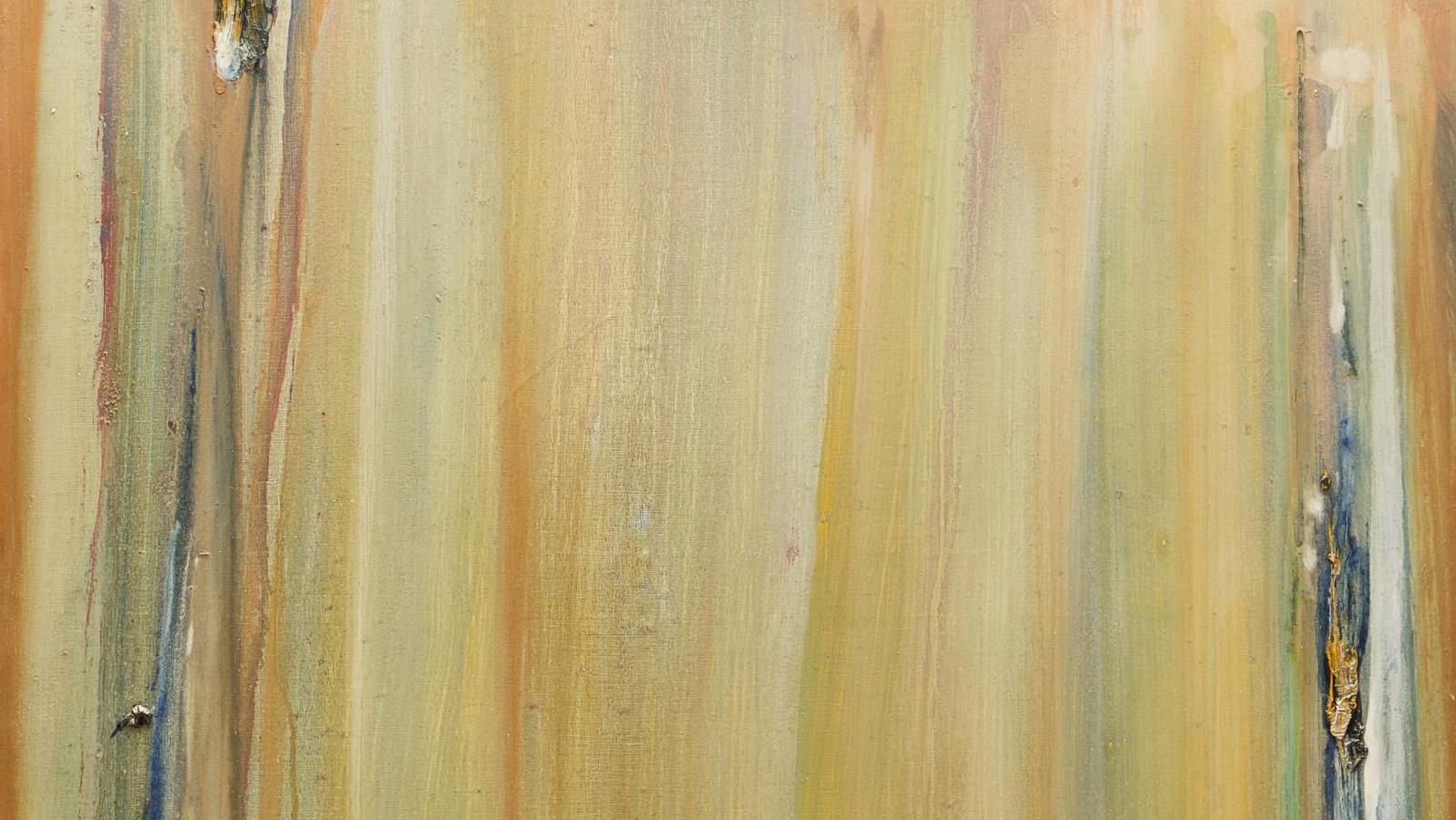 Olivier Debré (1920-1999), Barres ocre jaune d’automne, 1978, huile sur toile, 100 x 100 cm... Collection Harel ou les amitiés artistiques