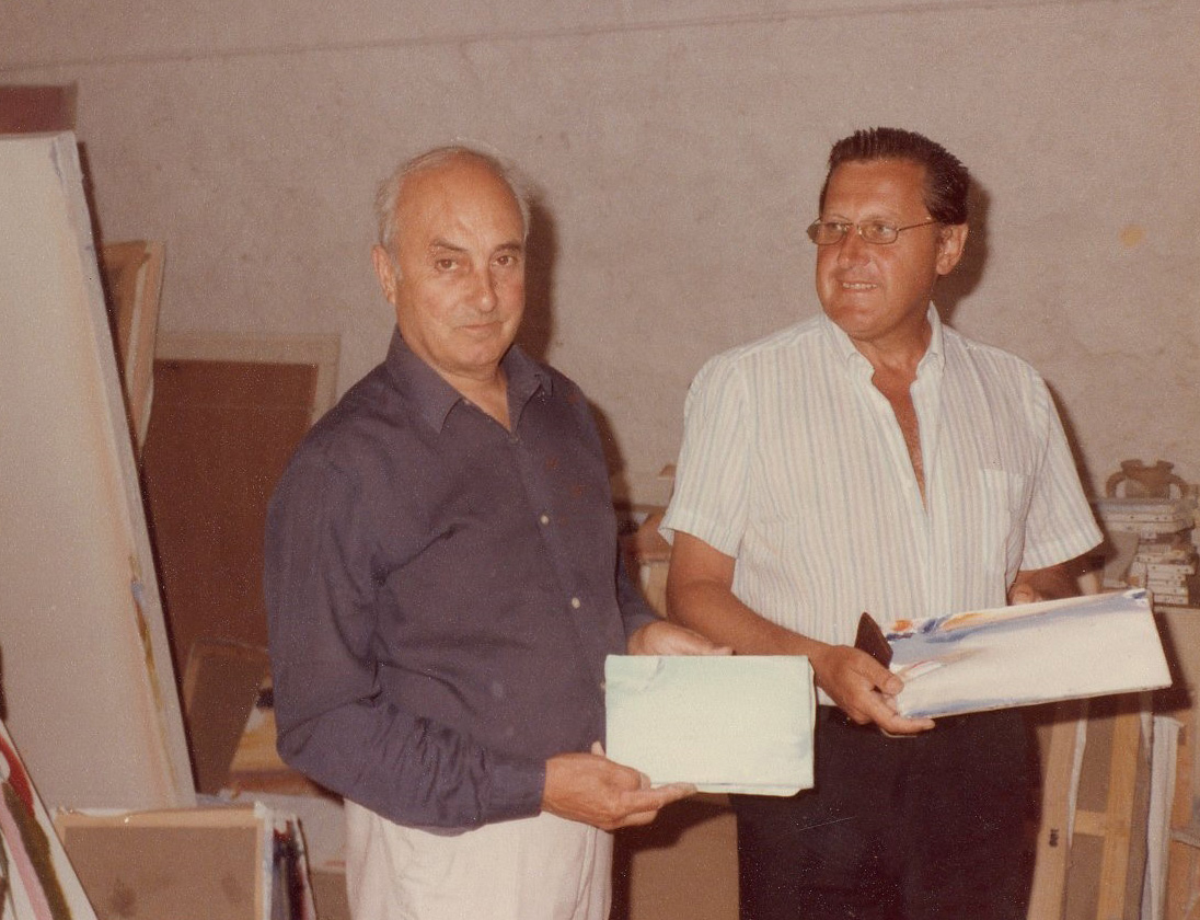 Claude Harel (à droite) et Olivier Debré dans les années 1980. 