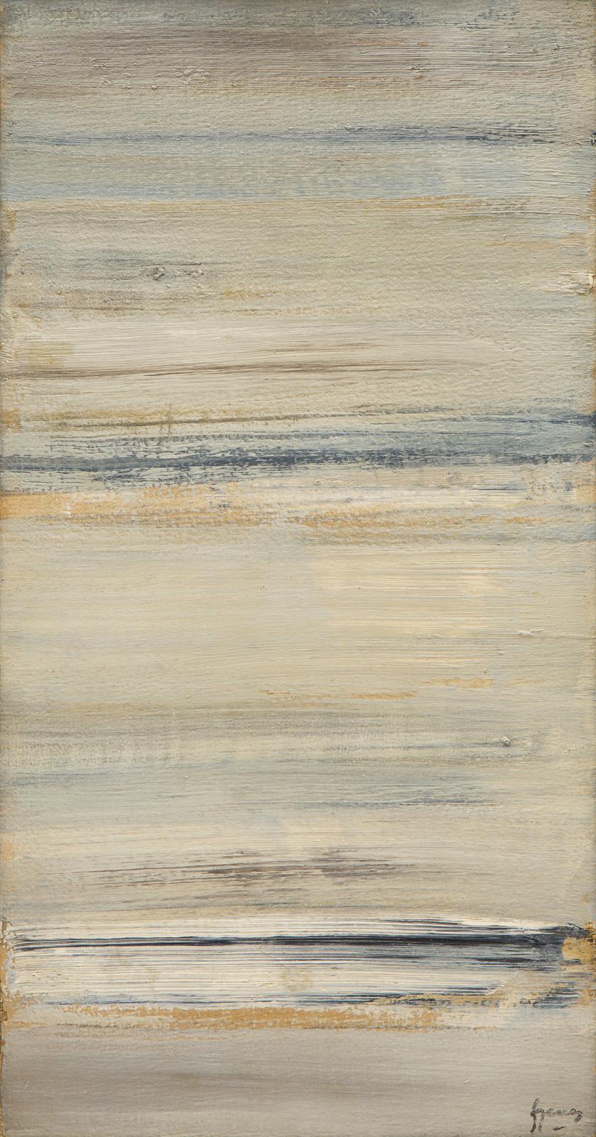 Arpad Szenes (1897-1985), Mer, étude, vers 1978, huile sur papier marouflé sur toile, 35,6 x 18 cm. Estimation : 5 000/6 000 € 